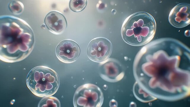 Firefly glowing cells diving into a mesmerizing microscopic world of light and movement