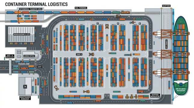 Container Terminal Logistics Shipping Yard.