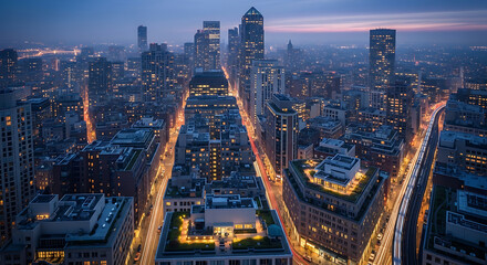 Obraz premium Rooftops Top Dense Buildings View Buildings top view downtown dense buildings