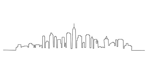 Naklejka premium Continuous single line drawing of a modern city skyline