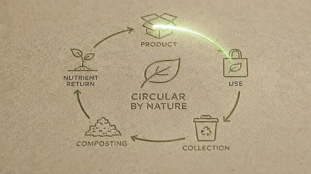 Circular by nature eco packaging innovation infographic product use collection composting nutrient return circular product to use collection