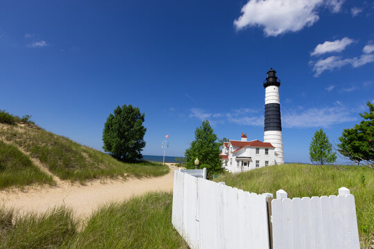 Big Sable Point Lighthouse with sand dune path