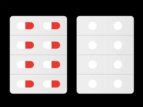 Medical Drug Icons on Dark Background: High Contrast Capsule and Pill Symbols for Health App Design and Pharmaceutical Presentation Vector