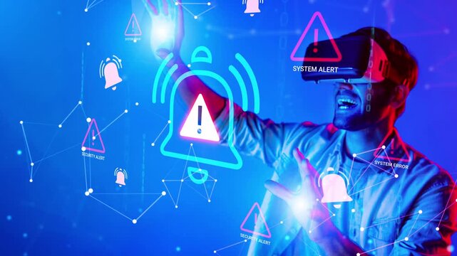 Subject Engaging with Augmented Reality Interface, Vibrant Display of Alerts and Notifications, Innovative Technology in Digital Experience Gluon.