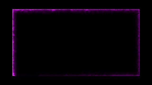 Glowing purple neon rectangular border frame overlay animation