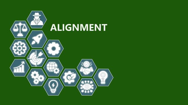 Corporate alignment concept with hexagon business and strategy infographic