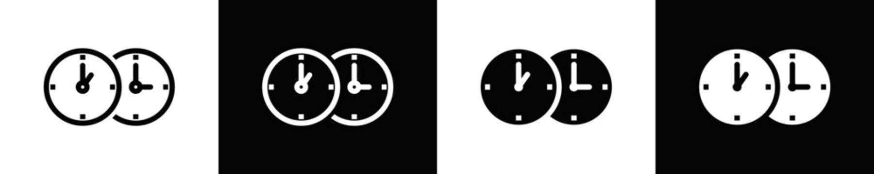 Time Zones Icon Set White And Black Background Style