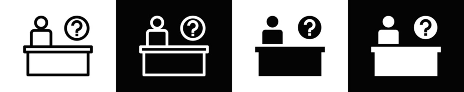 Information Desk Icon Set White And Black Background Style