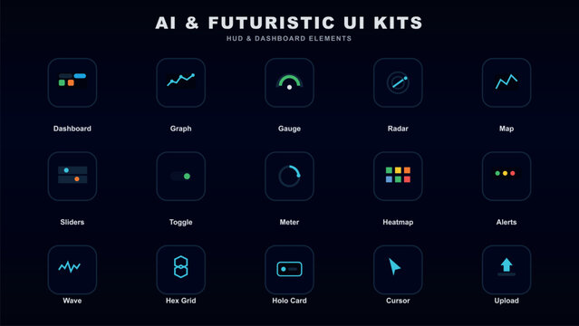 Exploring futuristic ui kits and dashboard elements for ai Vector