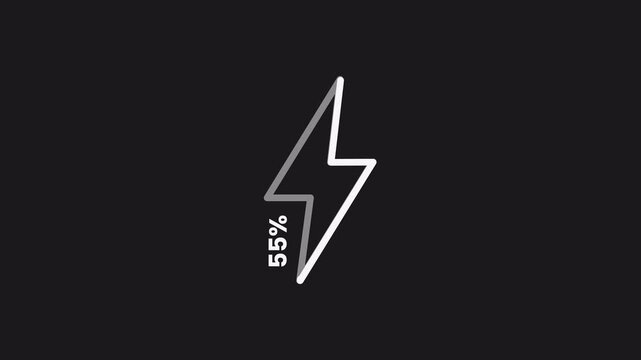 Countdown power logo charging with indicator percentage. Transparent Alpha Channel 4K