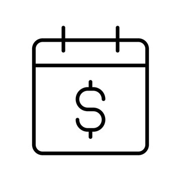 Calendar icon with dollar sign symbol, financial schedule or payment date concept, vector illustration, editable stroke