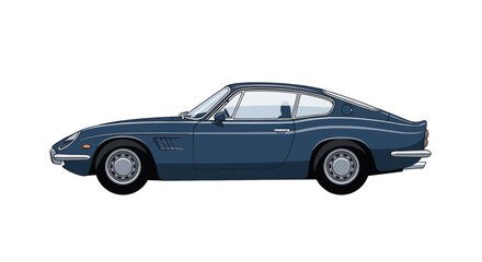Fototapeta premium Classic Blue Sports Car Coupe Silhouette