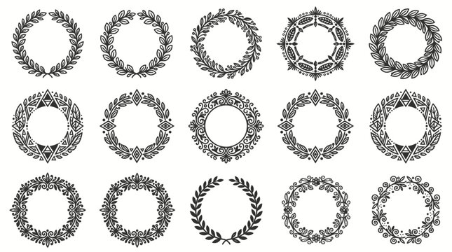 Decorative Laurel Wreaths Collection - Vintage Flourish Frames for Design