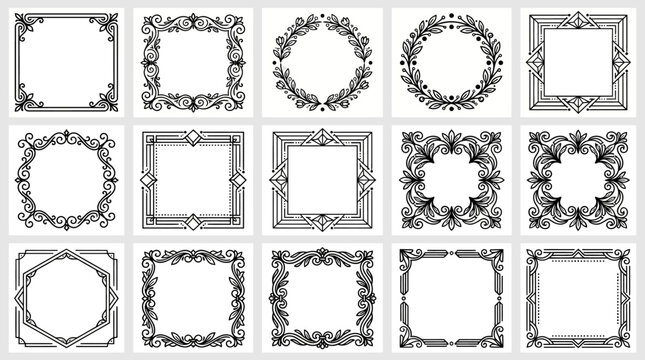 Elegant Decorative Frames and Borders Set - Ornate Flourish Design Elements