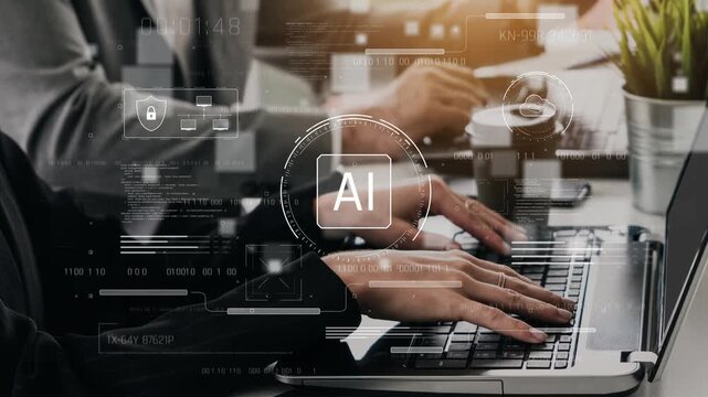 AI interface showing how artificial intelligence powers systems. AI Artificial intelligence transforms data, enables automation, and AI artificial intelligence drives innovation. Marrow