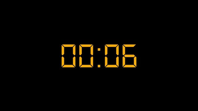 Orange digital countdown timer from 10 to 0. 4K Video
