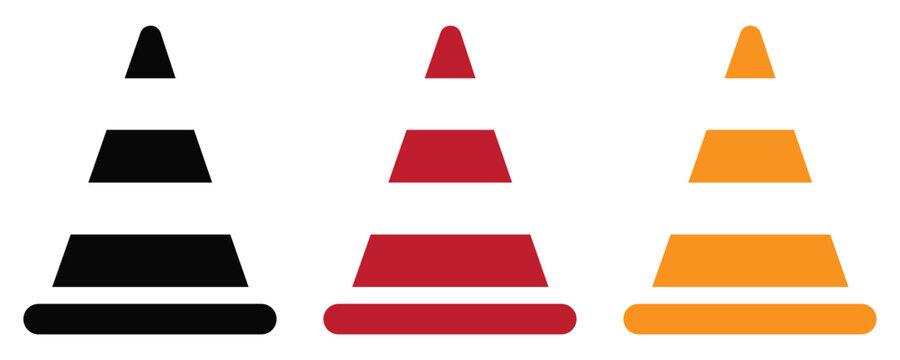 Traffic Cone Icon Set Vector Road Construction Safety Symbol Collection Road Barrier and Roadblock Sign Flat and 
Outline Style Illustration Isolated on White Background