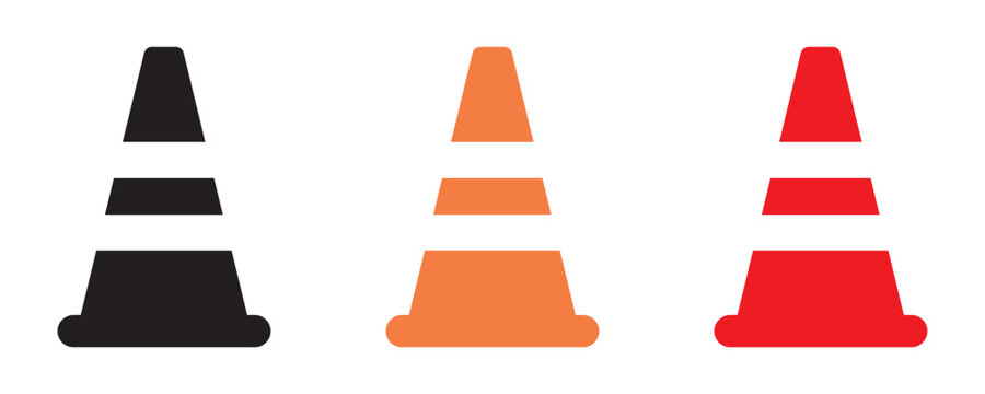 Traffic Cone Icon Set Vector Road Construction Safety Symbol Collection Road Barrier and Roadblock Sign Flat and 
Outline Style Illustration Isolated on White Background