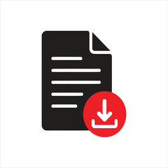 Fototapeta premium Vector of file list document and download icon. Symbol of downloading. Icon of information