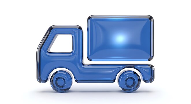 3d illustration of a blue delivery truck icon isolated on white background