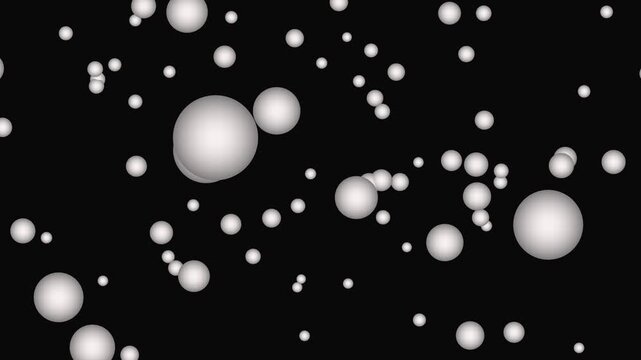 Futuristic White Sphere 3D Animation Featuring Floating Abstract Balls in Dark Space Environment, Elegant Minimal Motion Background for Technology Presentation, VJ Loop, Digital Art and Modern Creativ