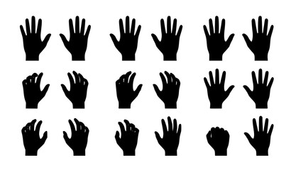 Fototapeta premium Human hand silhouette set vector illustration front and back views
