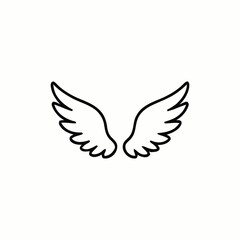 Fototapeta premium Simple black wings icon with feather details isolated on white background