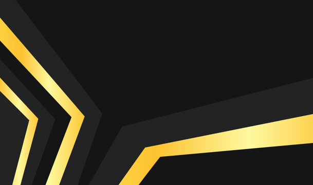 Black background with striking gold abstract lines and shapes. Intriguingly bold and elegant visual elements. Ideal for luxury branding, technology design, and sophisticated advertising campaigns.
