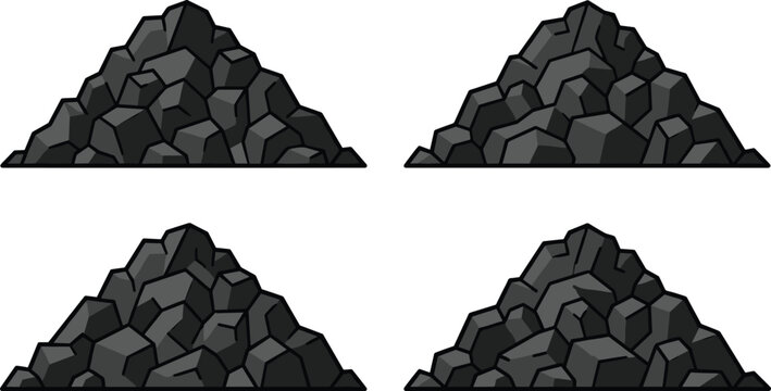 Coal pile set with angular fragments for mining, geology, and energy industry design
