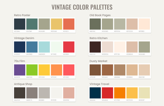 Vintage Color Palettes for 70s Film, Antique, and Mid-Century Design