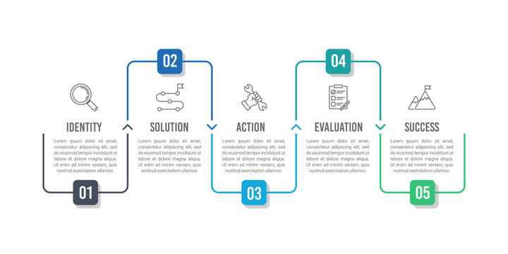 5 steps business infographic template for strategic success roadmap. Presentation, Plan and Strategy. Vector illustration. 