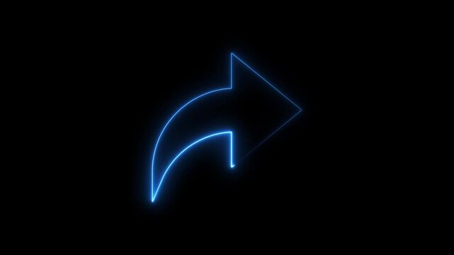 Glowing blue arrow on black background directional symbol for navigation and guidance neon arrow navigation guidance sign
