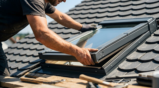 Professional skylight window installation | Roof window repair service | Contractor installing roof light | Energy efficient skylight for home