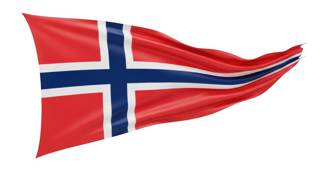 Waving national flag of norway, isolated on transparent background
