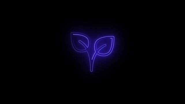Plant icon animation with red color neon line on black background.