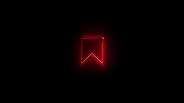 Glowing neon line bookmark save icon animation. representing saved pages, reading list, favorites, quick access, marked items, and modern digital interface navigation tool design 