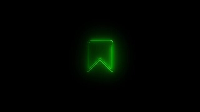 Glowing neon line bookmark save icon animation. representing saved pages, reading list, favorites, quick access, marked items, and modern digital interface navigation tool design 