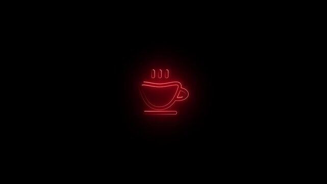 Glowing green neon outline of a steaming bowl on black background abstract food concept