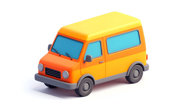 Clay Van Miniature Toy Vehicle Orange Yellow Blue Windows.