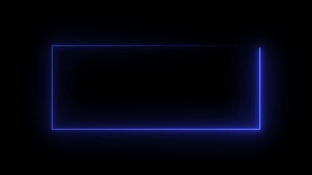 glowing neon square rectangle picture frame icon animation shape frame rotation footage round border frame movement photo frame neon box sign symbol with on a black background