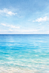 Obraz premium watercolor calm ocean soft sky background