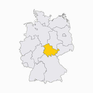 Germany Map with Highlighted State of Thuringia