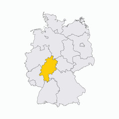Fototapeta premium Germany Map with Highlighted State of Hesse