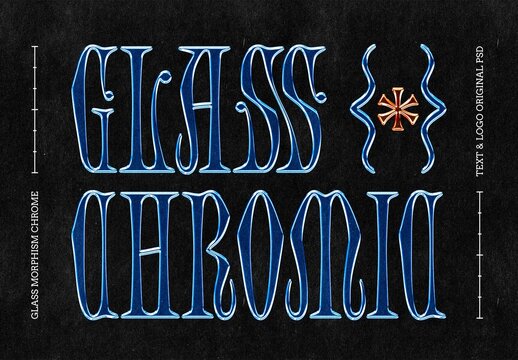 Glass Morphism Text Effect &ndash; Chrome Typography for Logo, Poster & Branding (PSD)