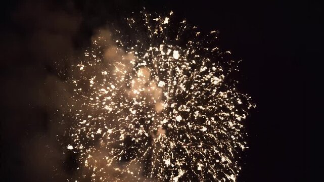 Spectacular Golden Fireworks Exploding in the Night Sky 1.
