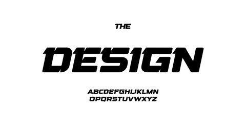 Edgy Bold Geometric Font Logo Alphabet Tough Strong Slanted Letter Set Modern Typography, Italic Sharped Cutout Typographic Design for Sport Title Text, Poster Headline, Logotype. Vector Typeface © artyway