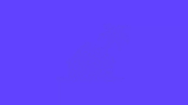 Black Hut and Palm Tree Logo animation on a Medium Blue background