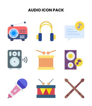 Audio Flat Vector Icons Pack