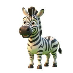Naklejka premium Cute Stylized Zebra Character Standing Alert on Transparent Background