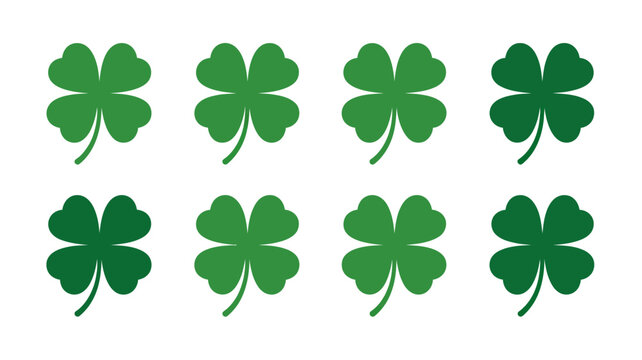 Green four leaf clover pattern on a white background lucky charm illustration high quality professional detailed